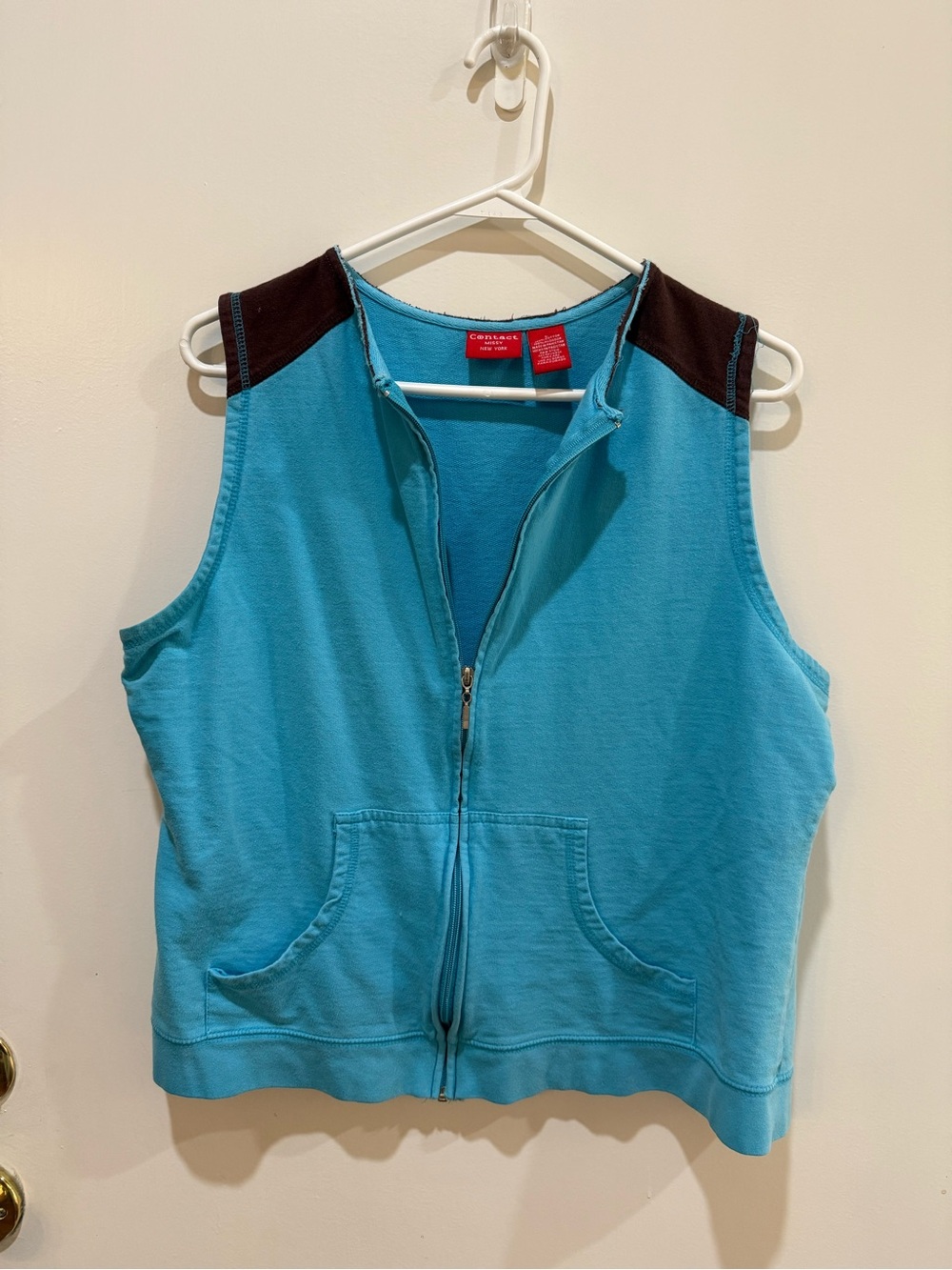 Contact Missy New York Y2K Blue Zip Sweatshirt Vest Large